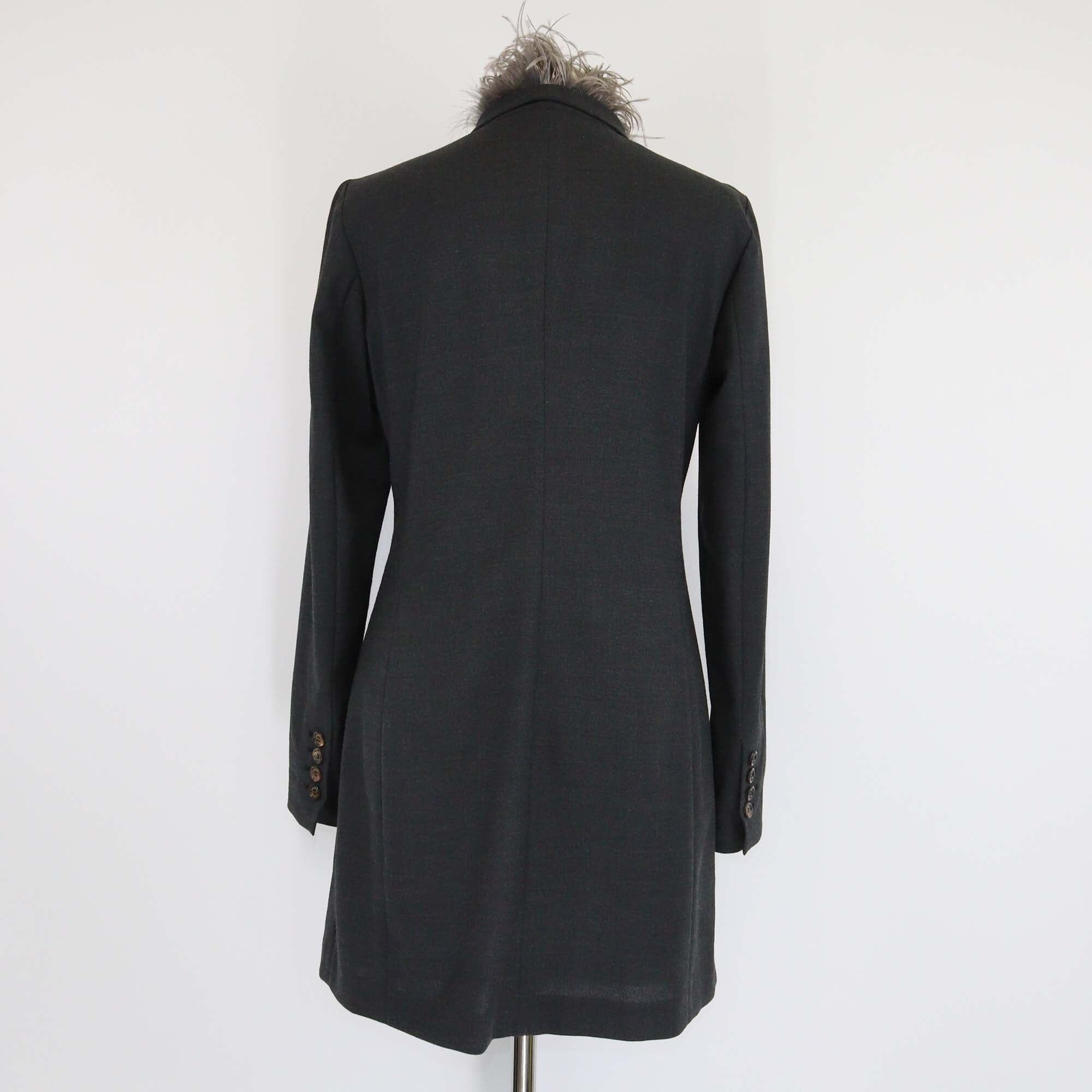Brunello Cucinelli Black Feather Neck Line Edge Double Breasted Jacket Womens Brunello Cucinelli 