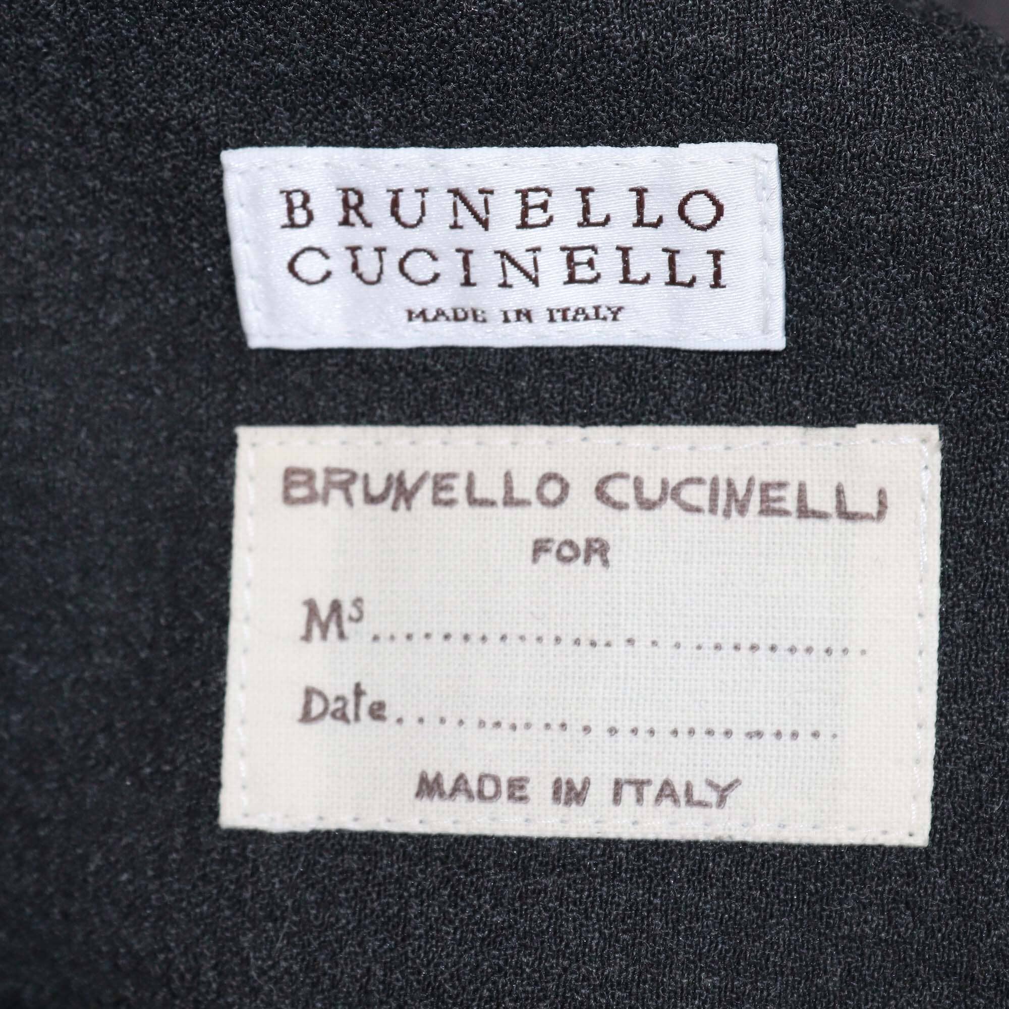Brunello Cucinelli Black Feather Neck Line Edge Double Breasted Jacket Womens Brunello Cucinelli 