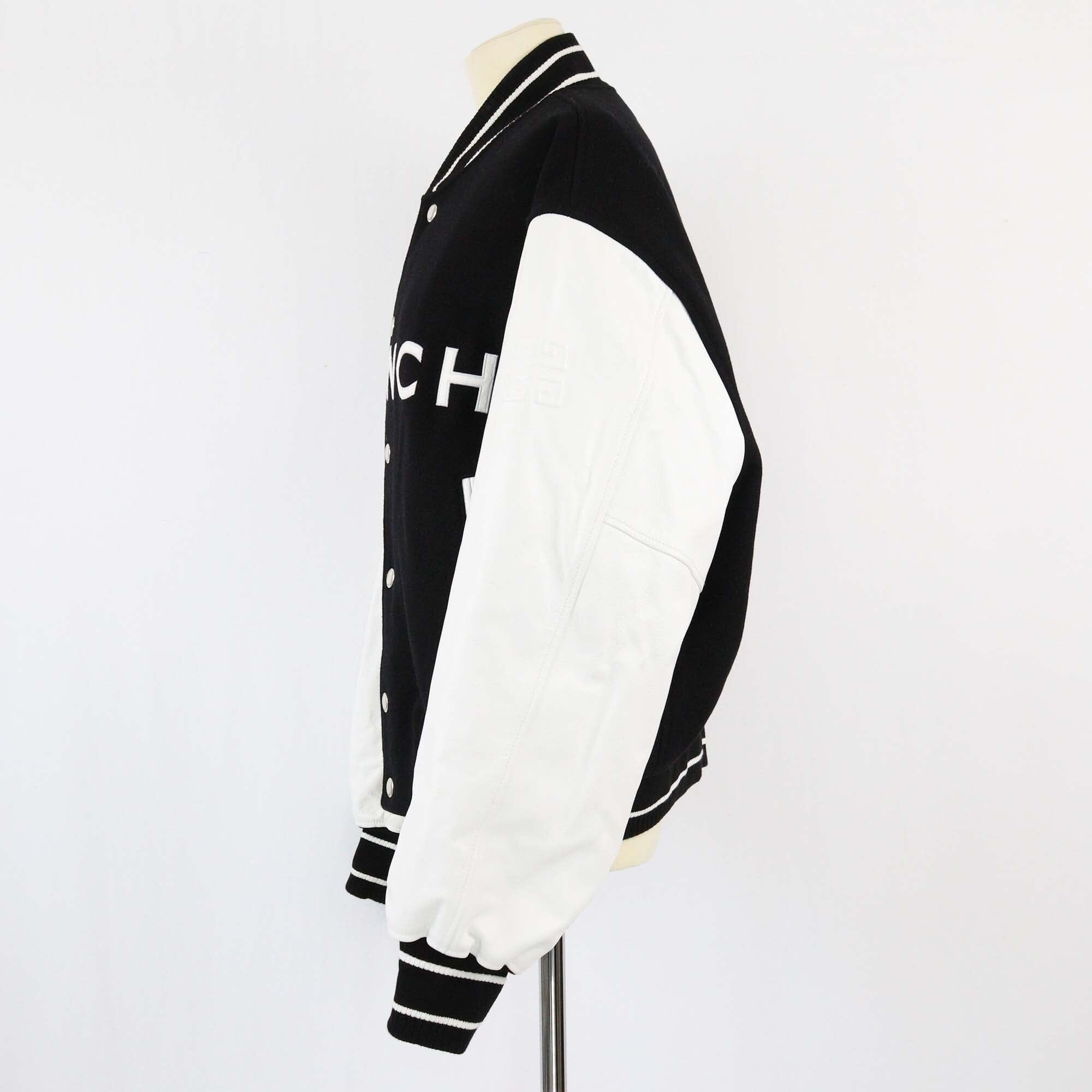 Givenchy Black/White Printed Logo Bomber Jacket Mens Givenchy 