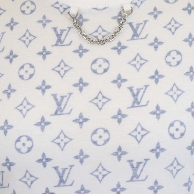 Louis Vuitton White/Blue Monogram Cotton Chain Detail T-Shirt