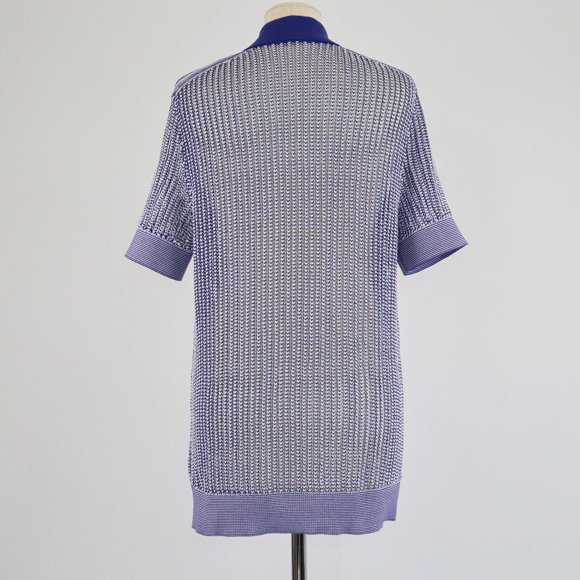 Dior Homme Blue/White Cable Knit Short Sleeve Polo Shirt Mens Dior Homme 