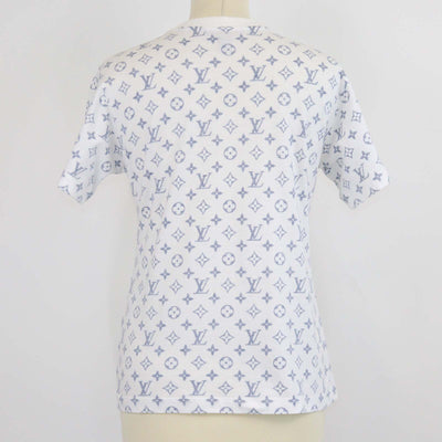 Louis Vuitton White/Blue Monogram Cotton Chain Detail T-Shirt