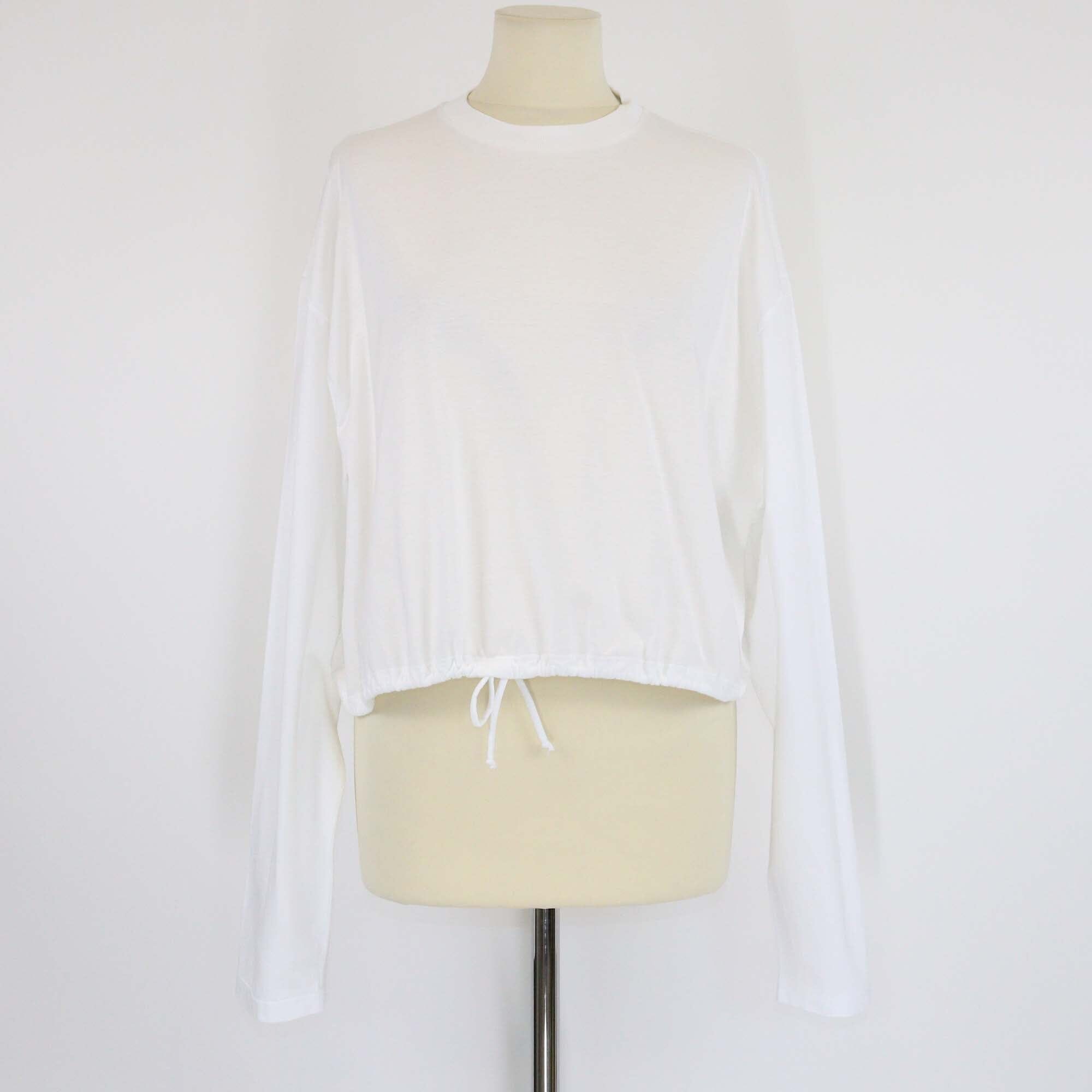 Prada White Cotton Jersey Long Sleeved Crop Top Womens Prada 