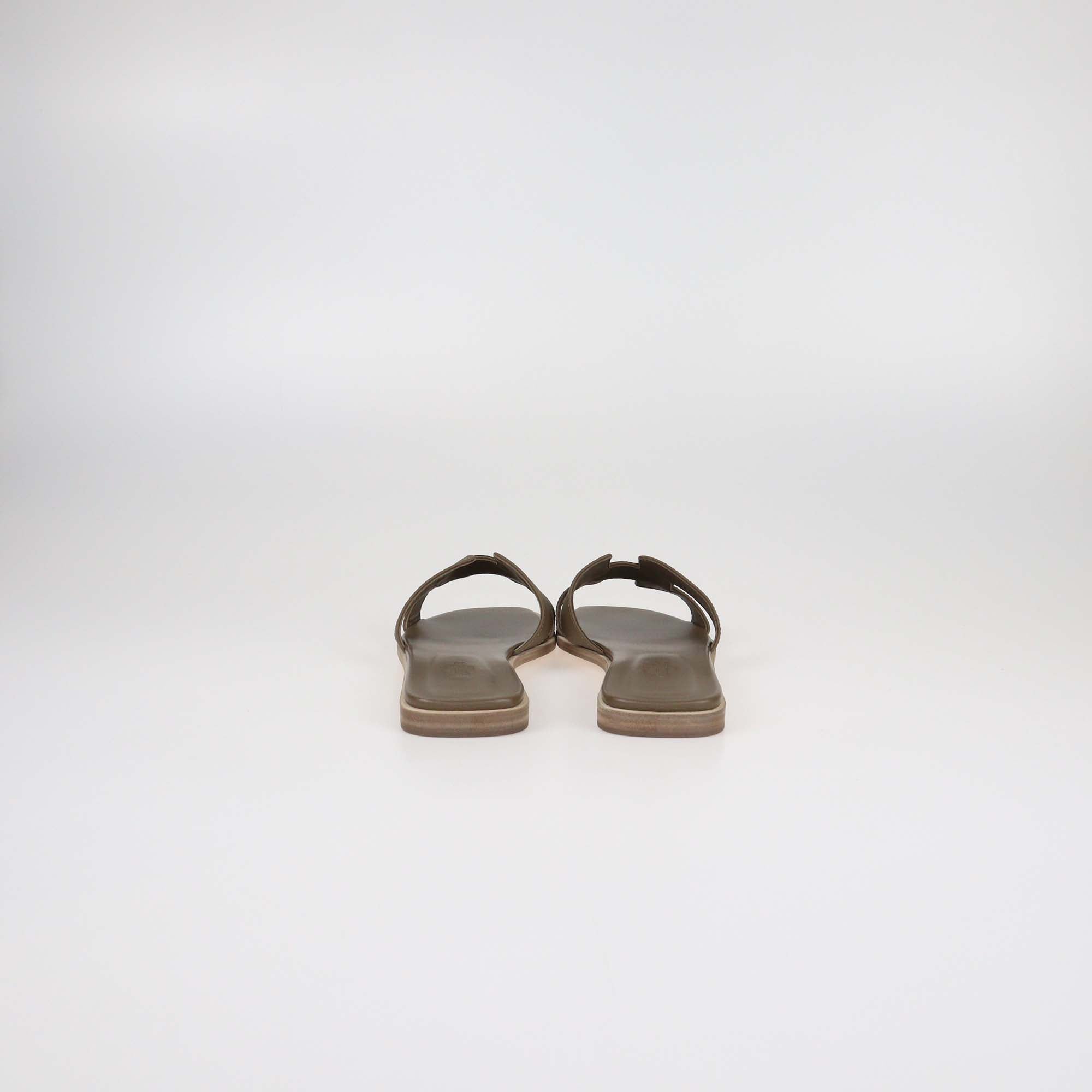 Hermes Etoupe Epsom Leather Oran Sandals