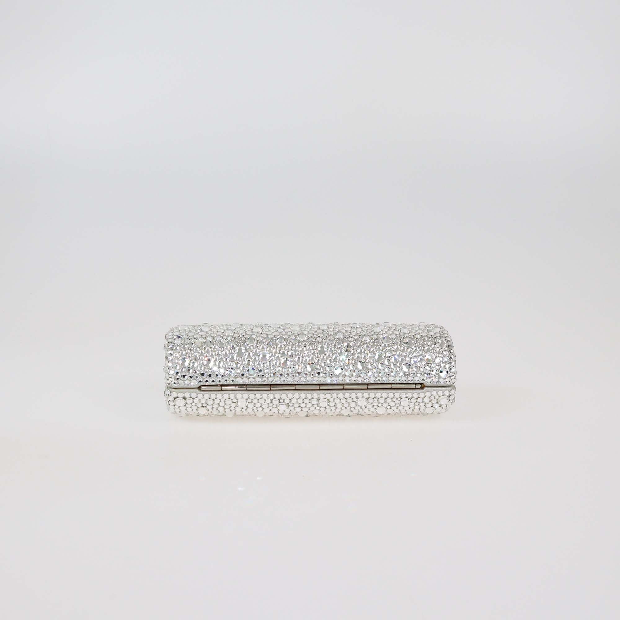 Rodo Silver Crystal-Embellished Chain Clutch Womens Rodo 