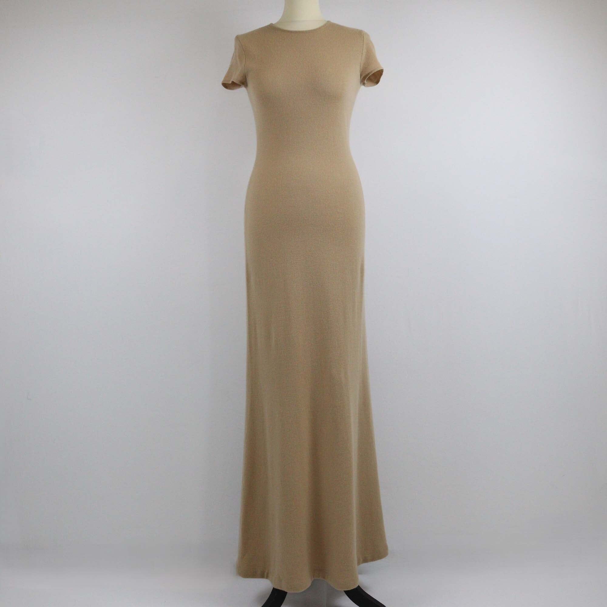 Ralph Lauren Light Camel Short Sleeve Knit Maxi Dress Womens Ralph Lauren 