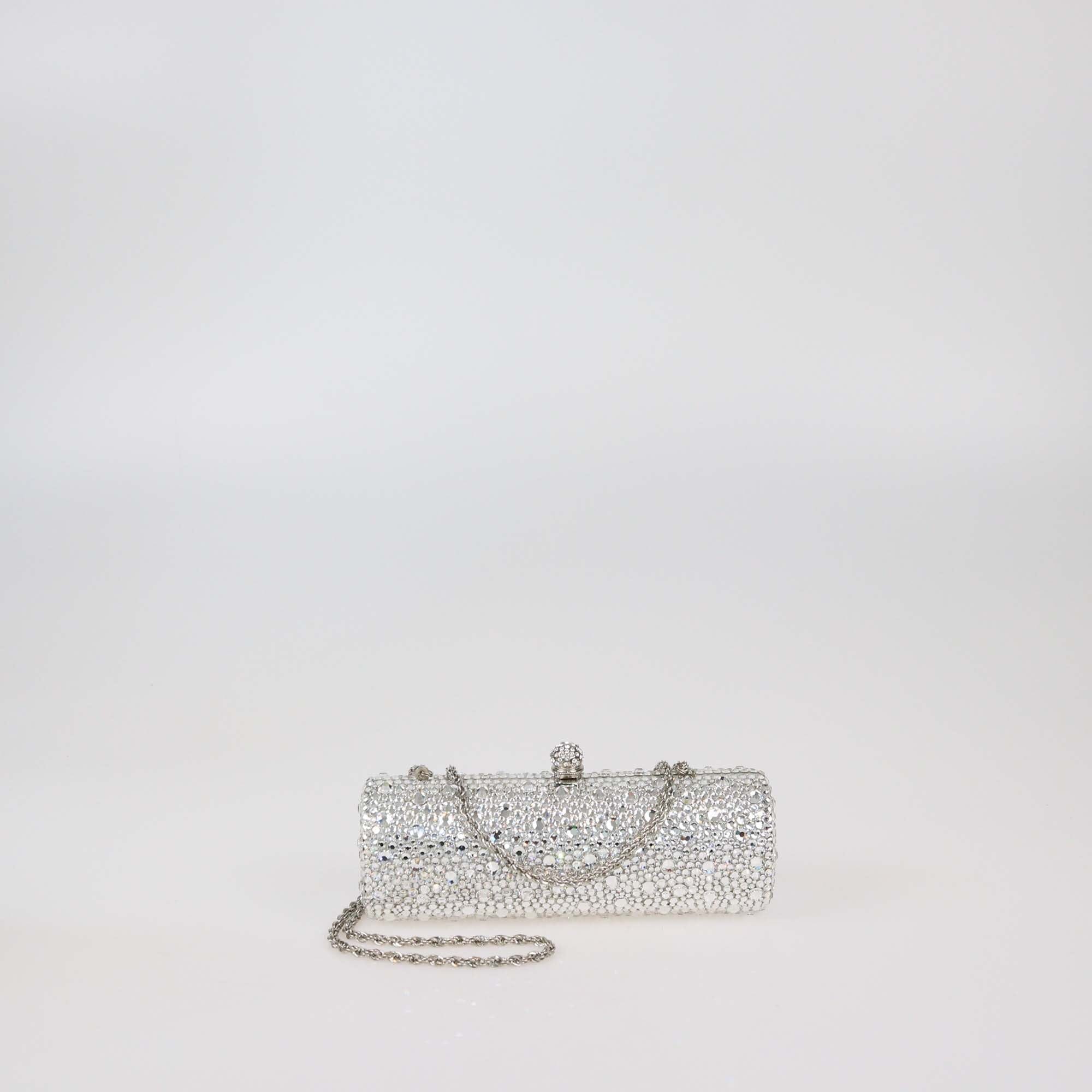 Rodo Silver Crystal-Embellished Chain Clutch Womens Rodo 