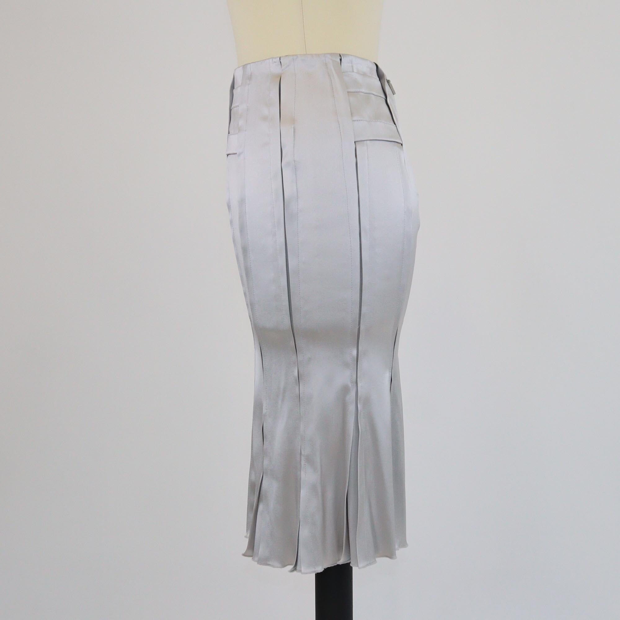 Gucci Grey Pleated Midi Skirt Womens Gucci 