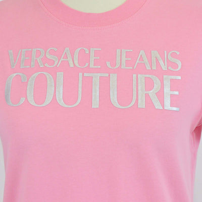 Versace Couture Pink Cotton Logo Print Short Sleeve T-Shirt