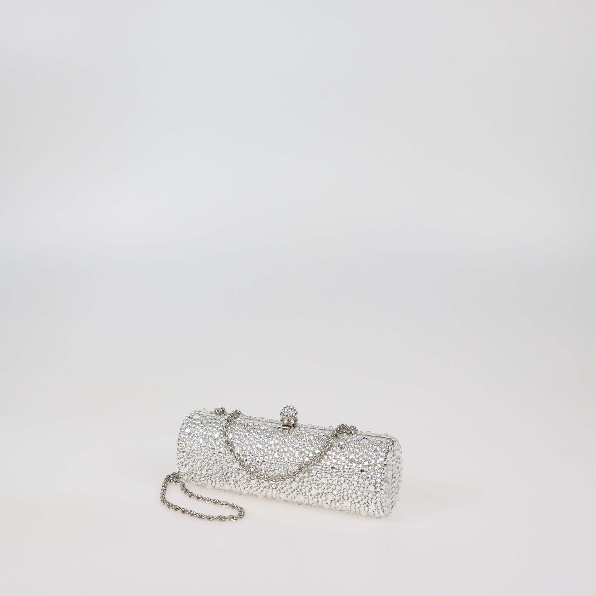 Rodo Silver Crystal-Embellished Chain Clutch Womens Rodo 