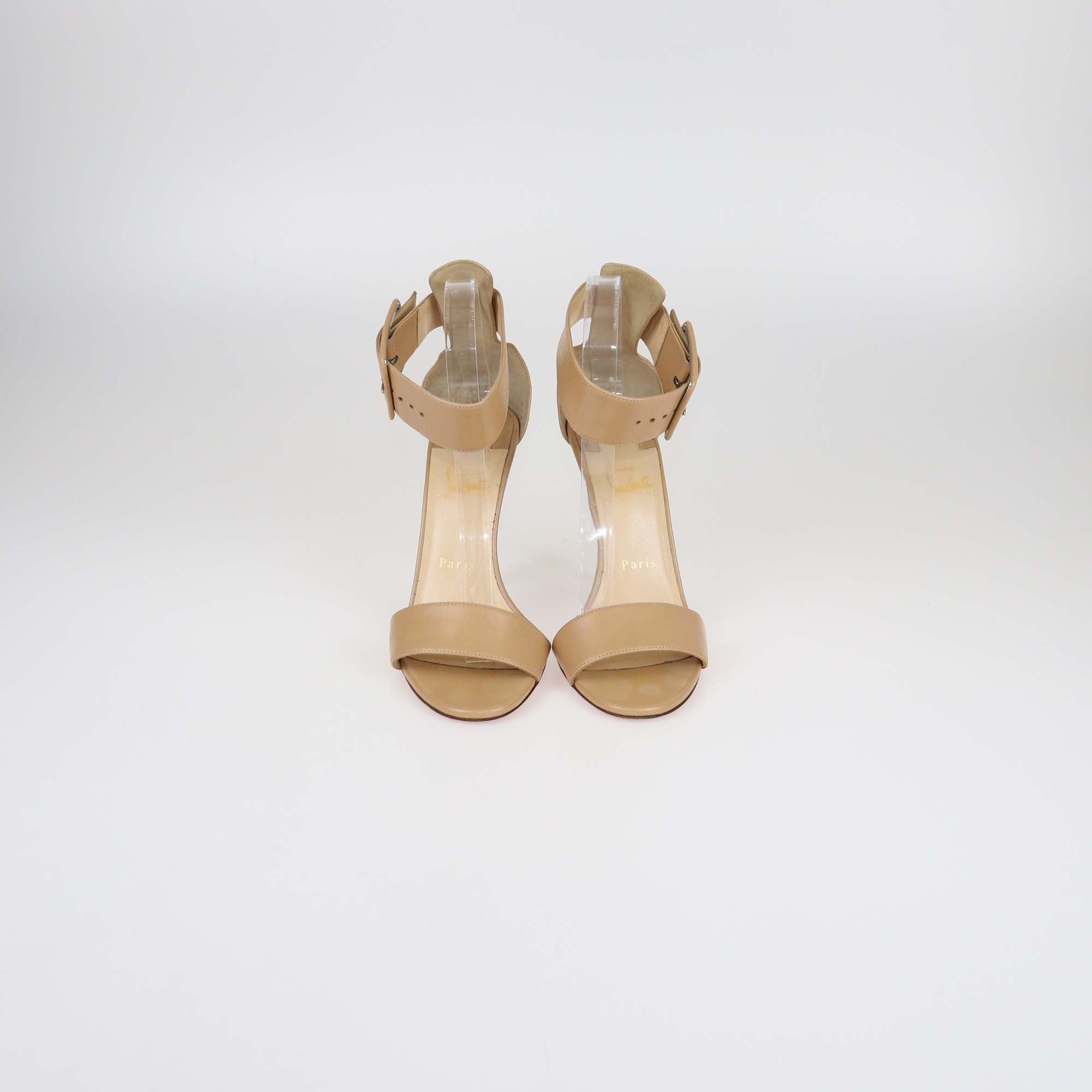 Chrsitian Louboutin Beige Leather Runana 100 Sandals