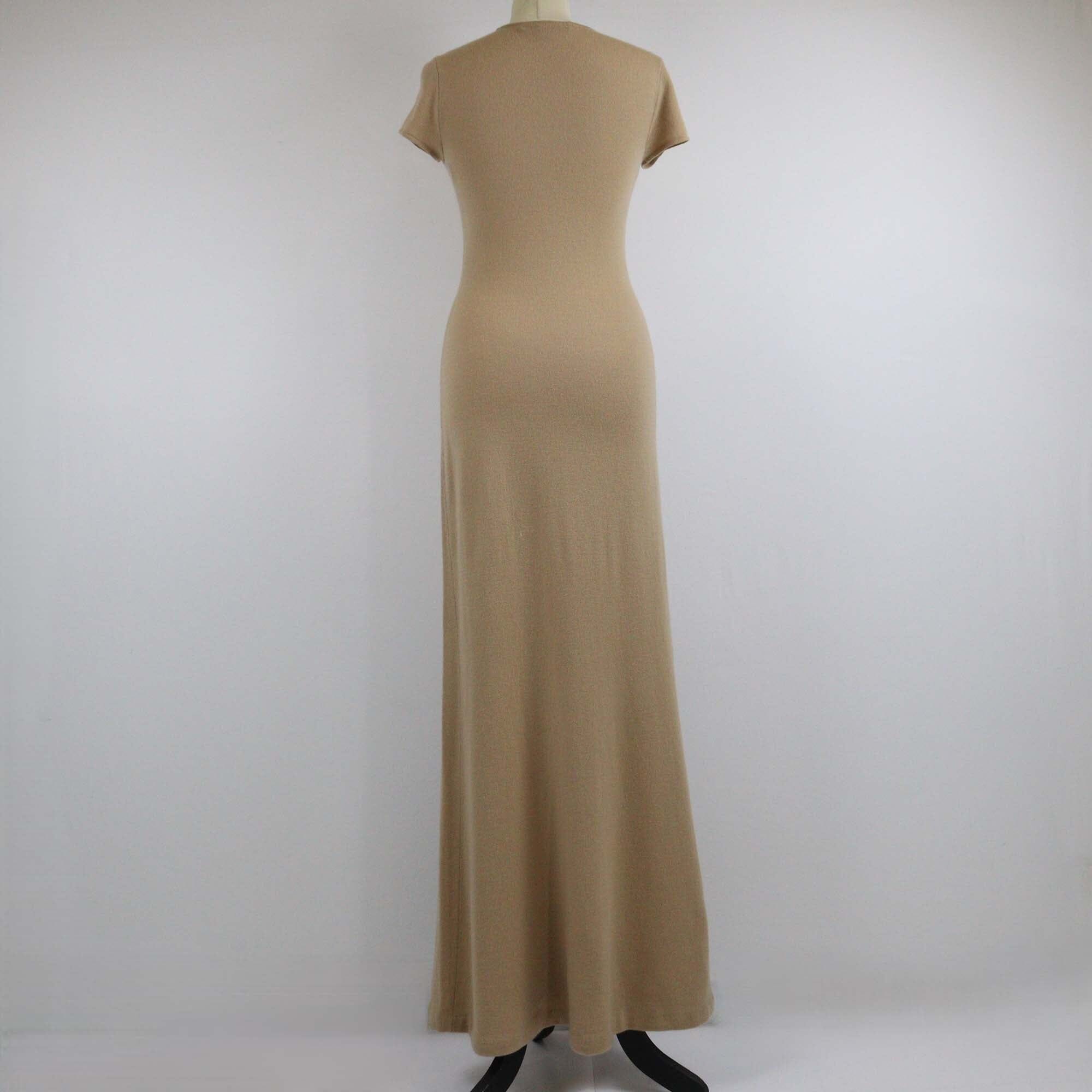 Ralph Lauren Light Camel Short Sleeve Knit Maxi Dress Womens Ralph Lauren 