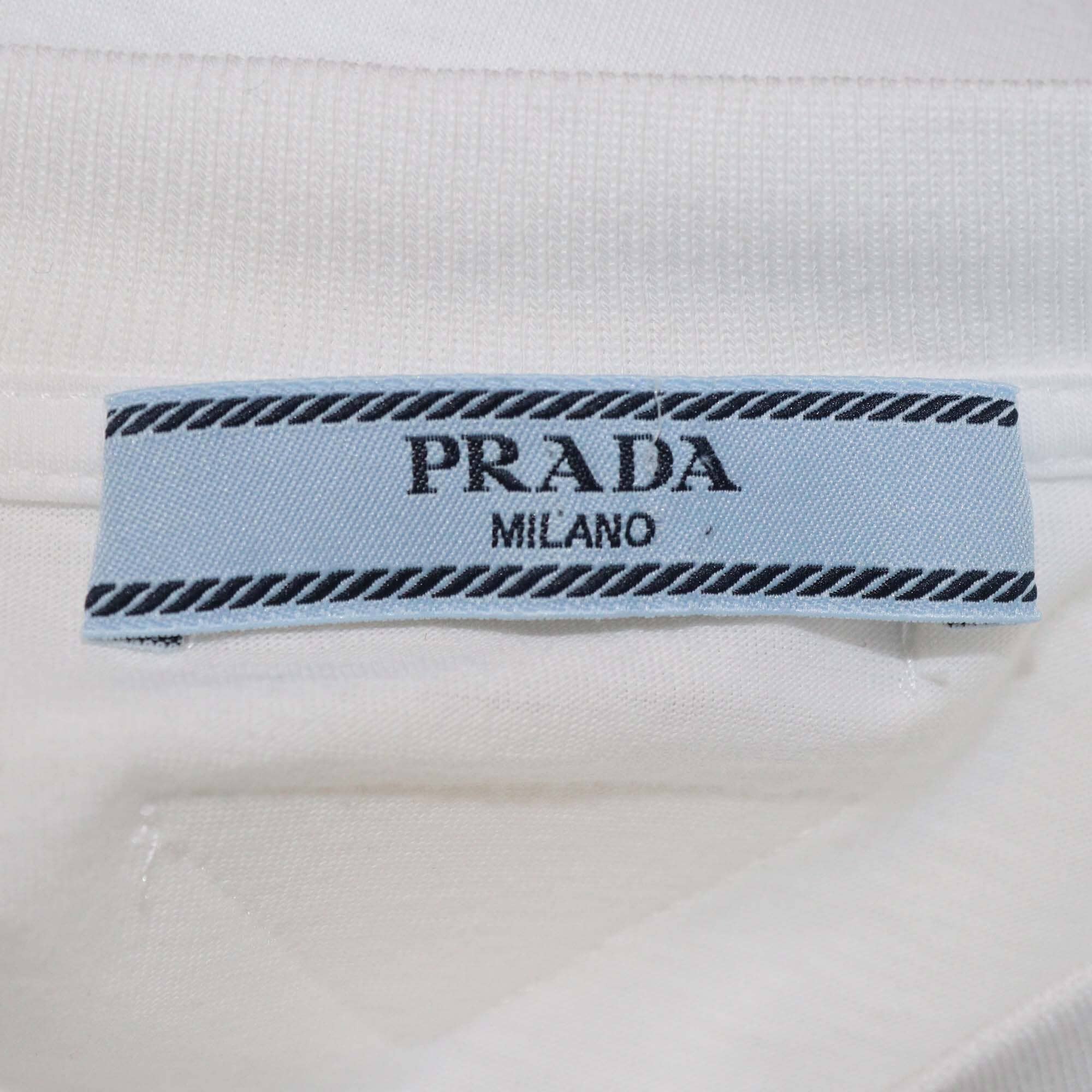 Prada White Cotton Jersey Long Sleeved Crop Top Womens Prada 