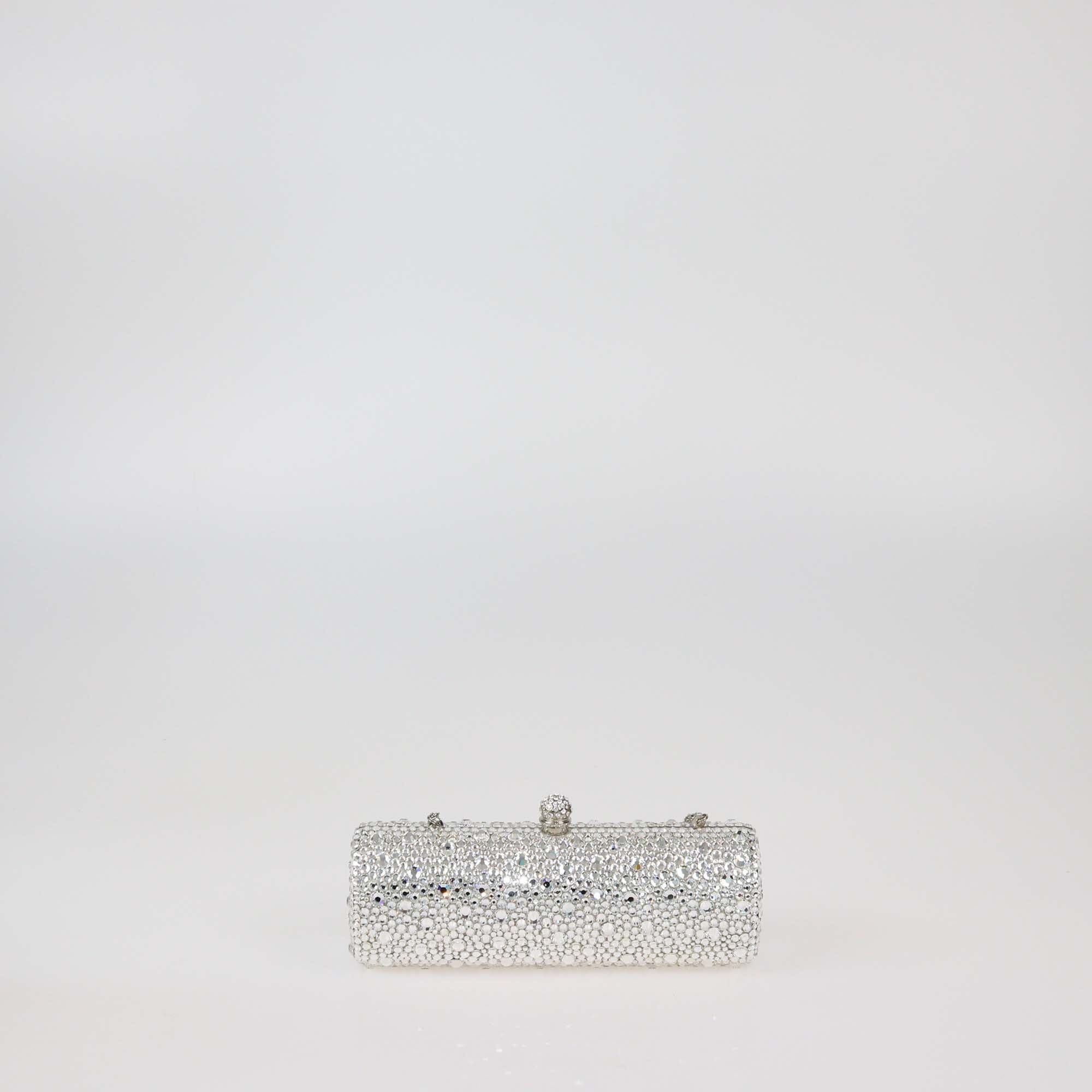 Rodo Silver Crystal-Embellished Chain Clutch Womens Rodo 