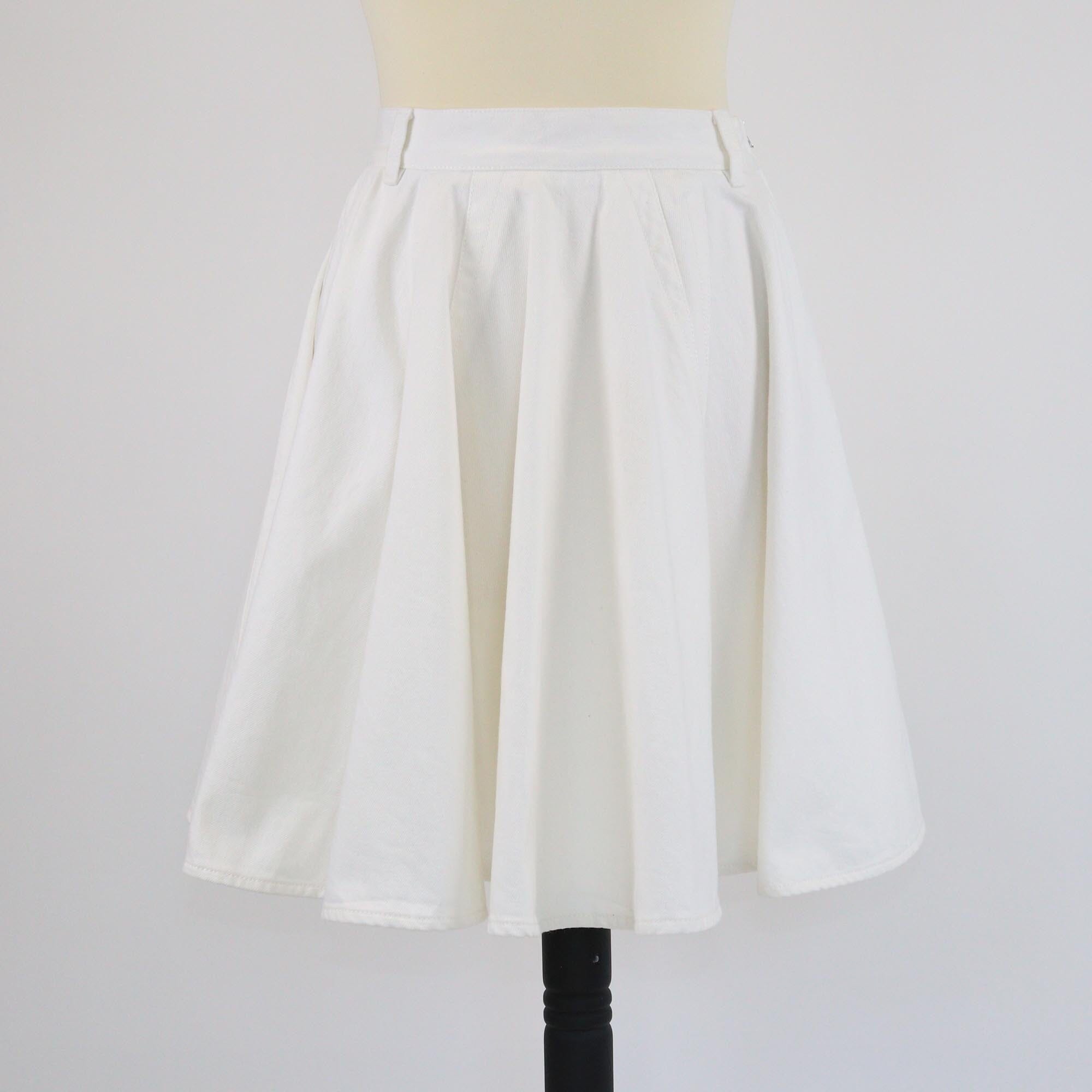 Alaia White Denim Skater Skirt Womens Alaia 