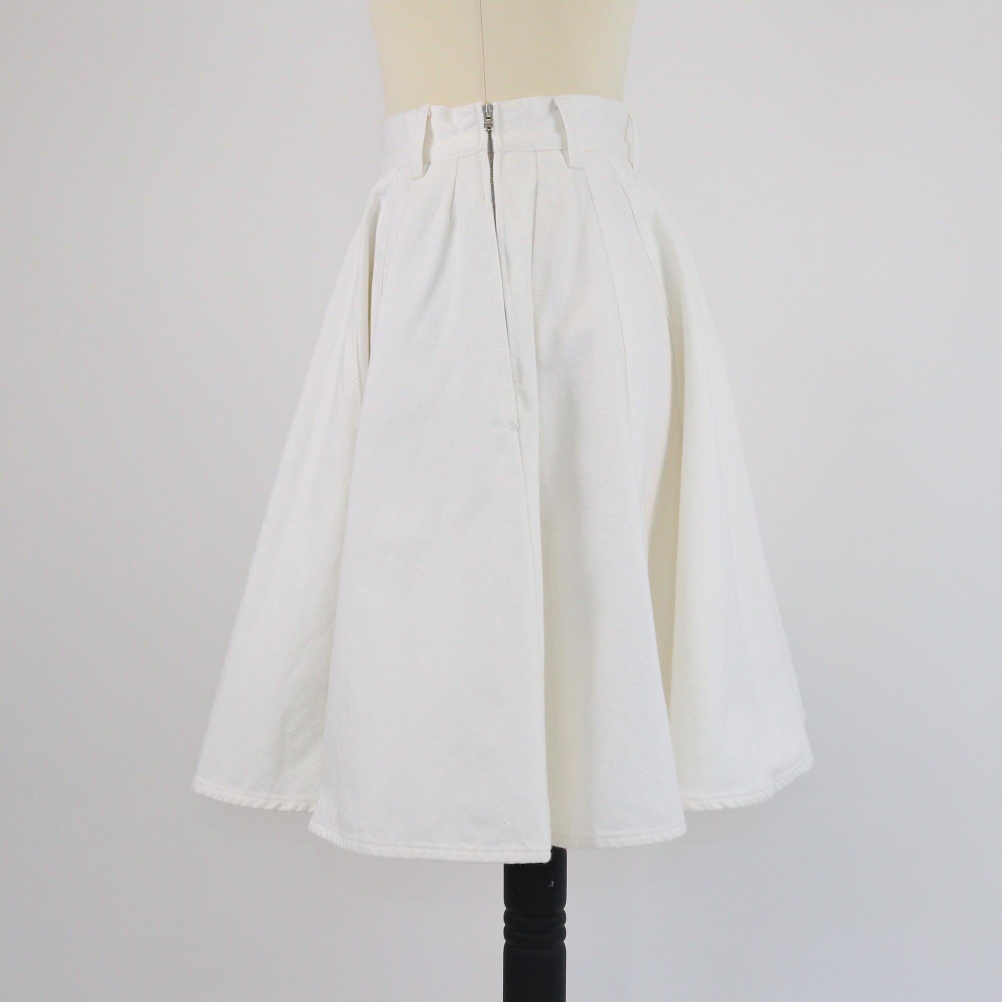 Alaia White Denim Skater Skirt Womens Alaia 