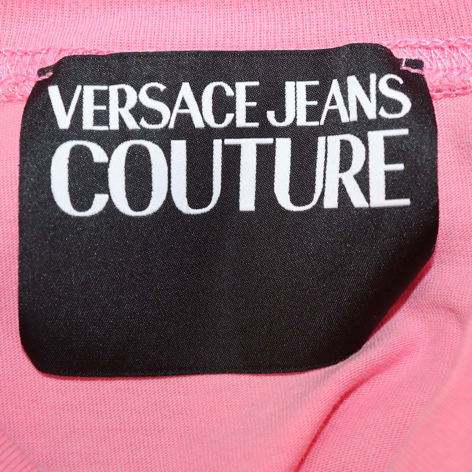 Versace Couture Pink Cotton Logo Print Short Sleeve T-Shirt