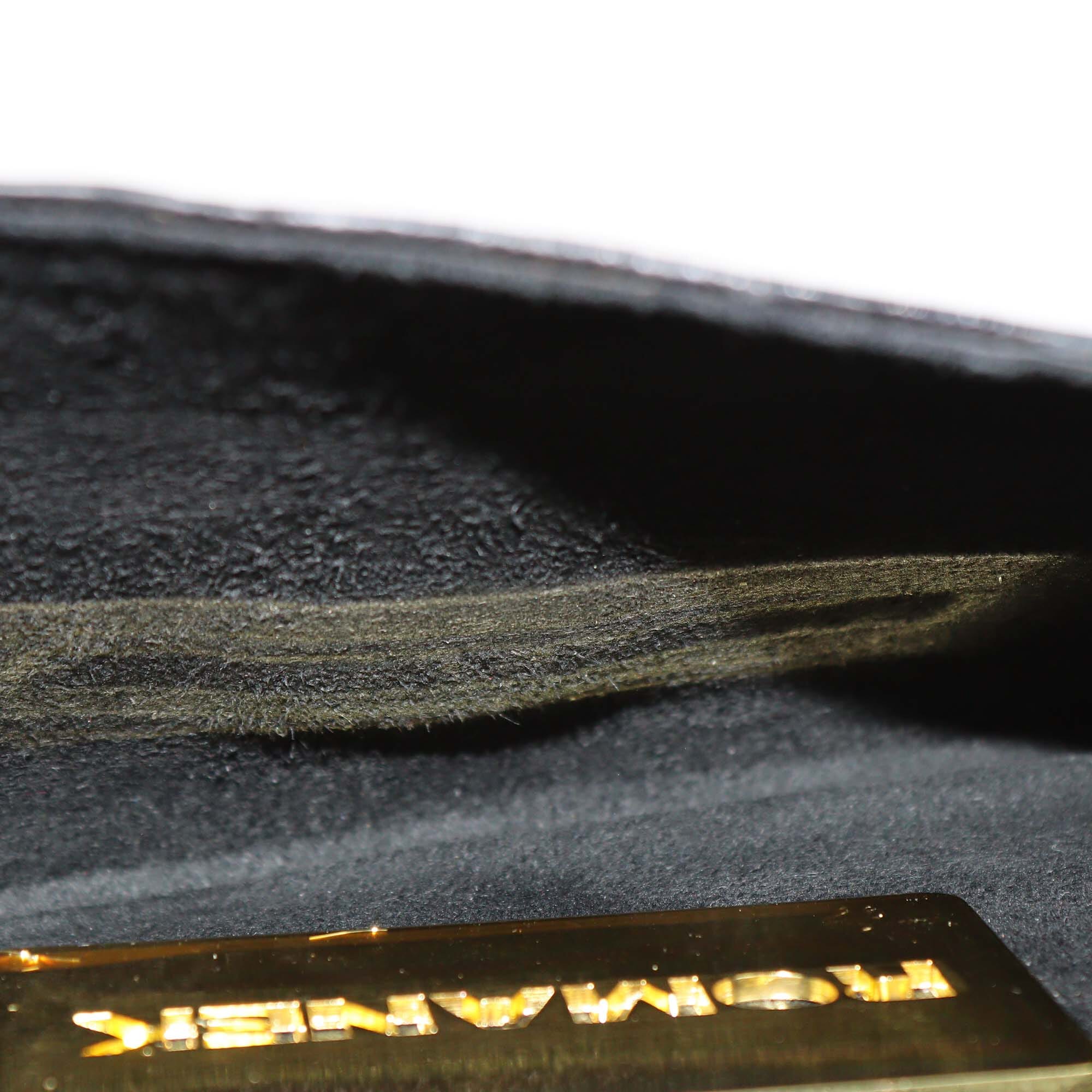 Romanek Black Feather Croc Embossed Flap Clutch Womens Romanek 