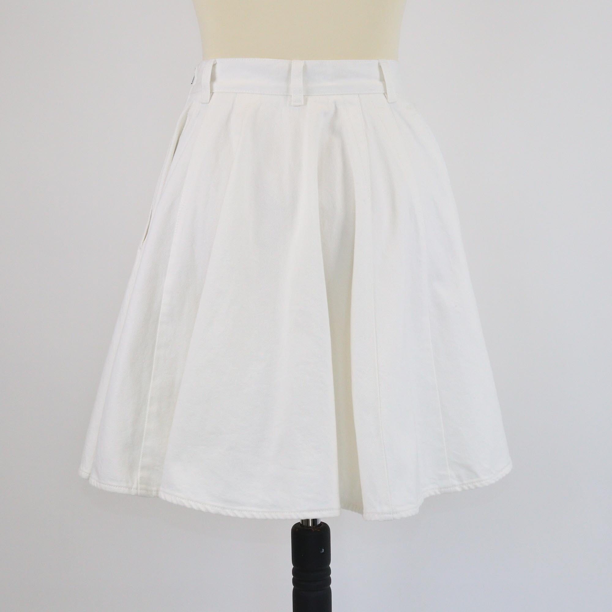 Alaia White Denim Skater Skirt Womens Alaia 