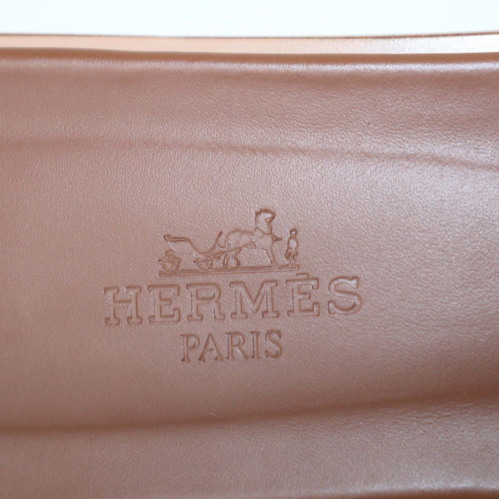 Hermes Gold Box Calf Leather Oran Sandals