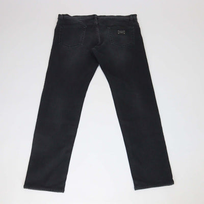 Dolce & Gabbana Black Washed Denim Gold Stretch Fit Pants