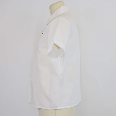 Miu Miu White Cotton and Linen Slubbed Polin Short Sleeve Shirt