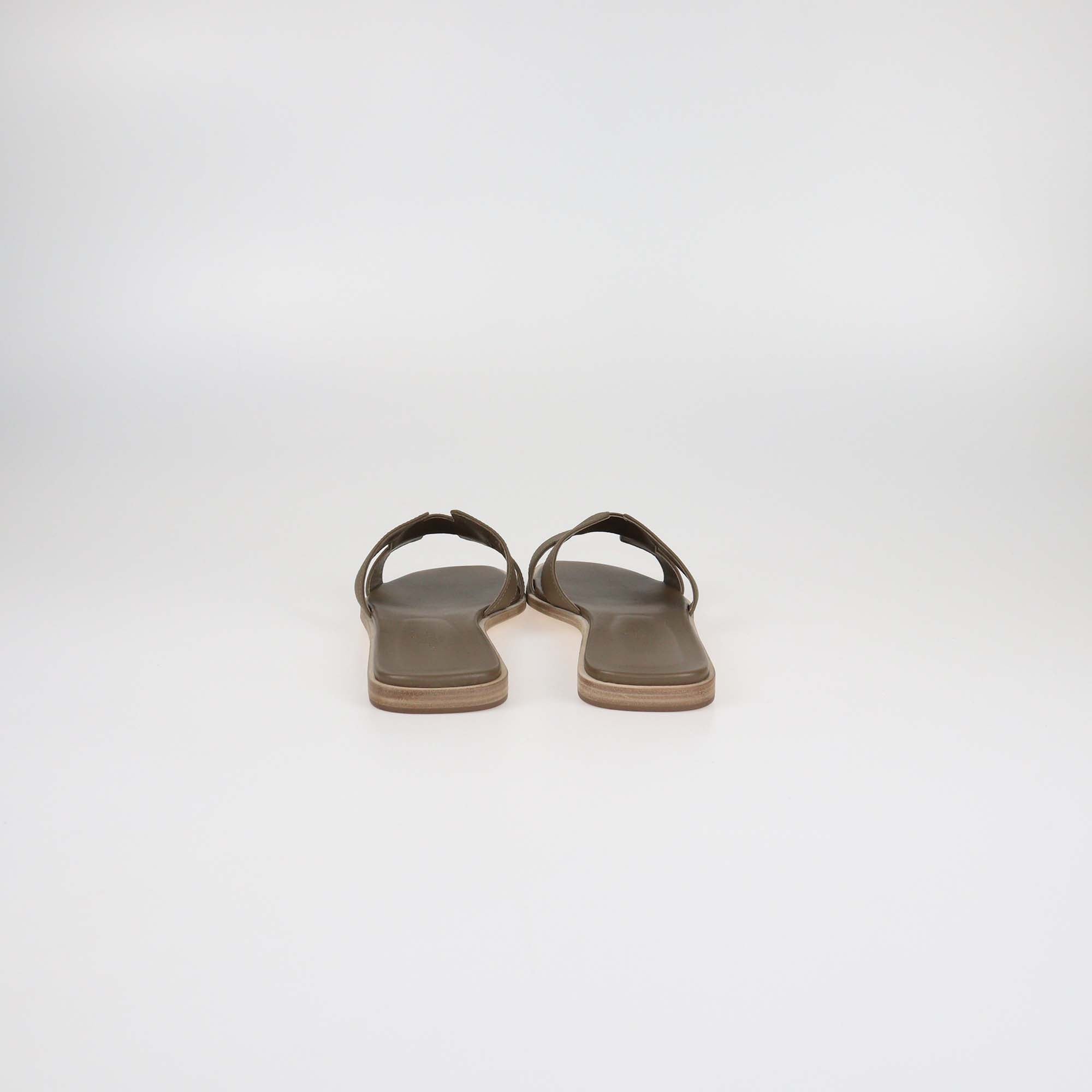 Hermes Etoupe Epsom Leather Oran Sandals