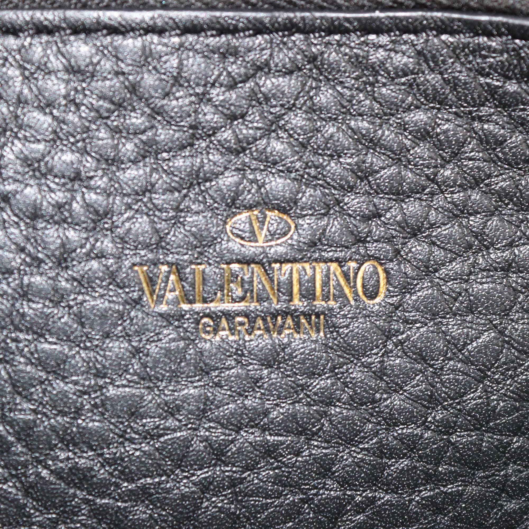 Valentino Black Leather Rockstud Zip Around Continental Wallet Womens Valentino 