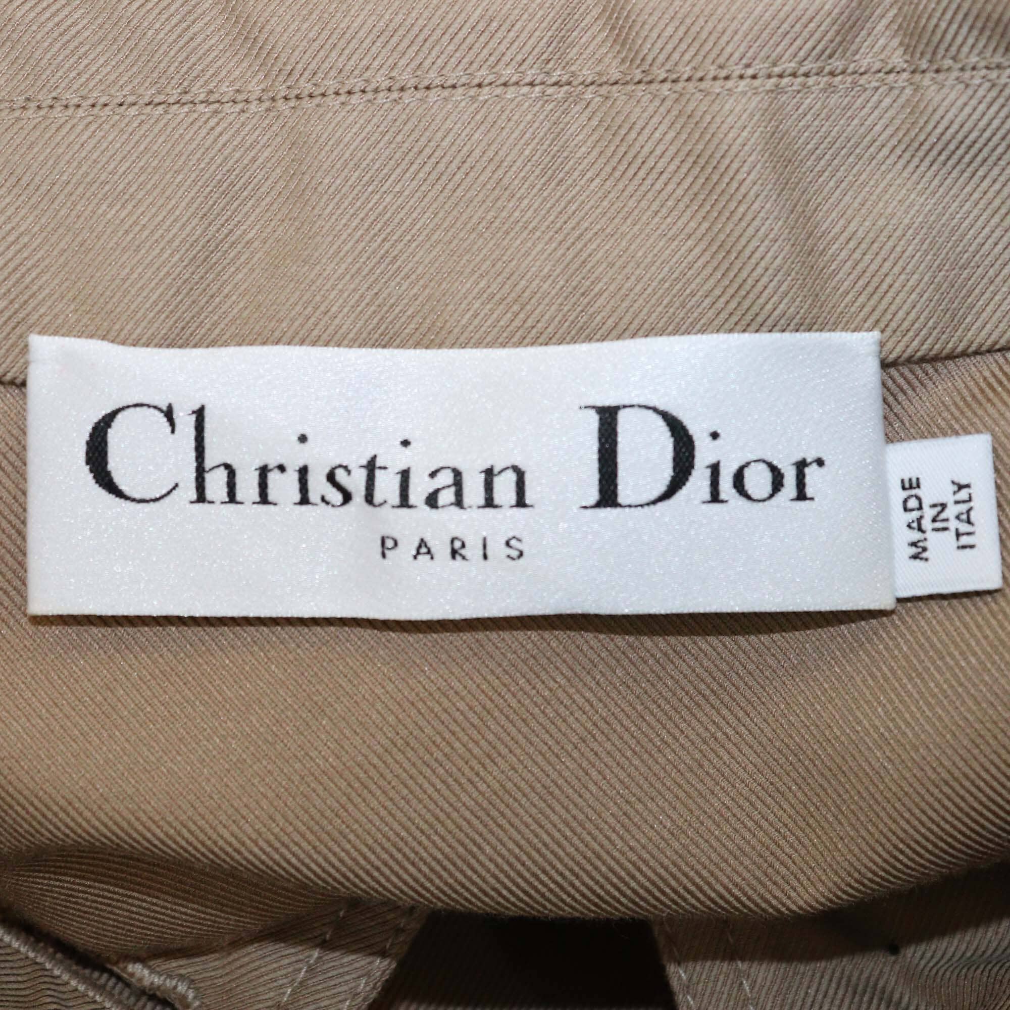 Christian Dior Beige Khaki Cotton Logo Bee Embroidered Shirt Jacket Womens Christian Dior 