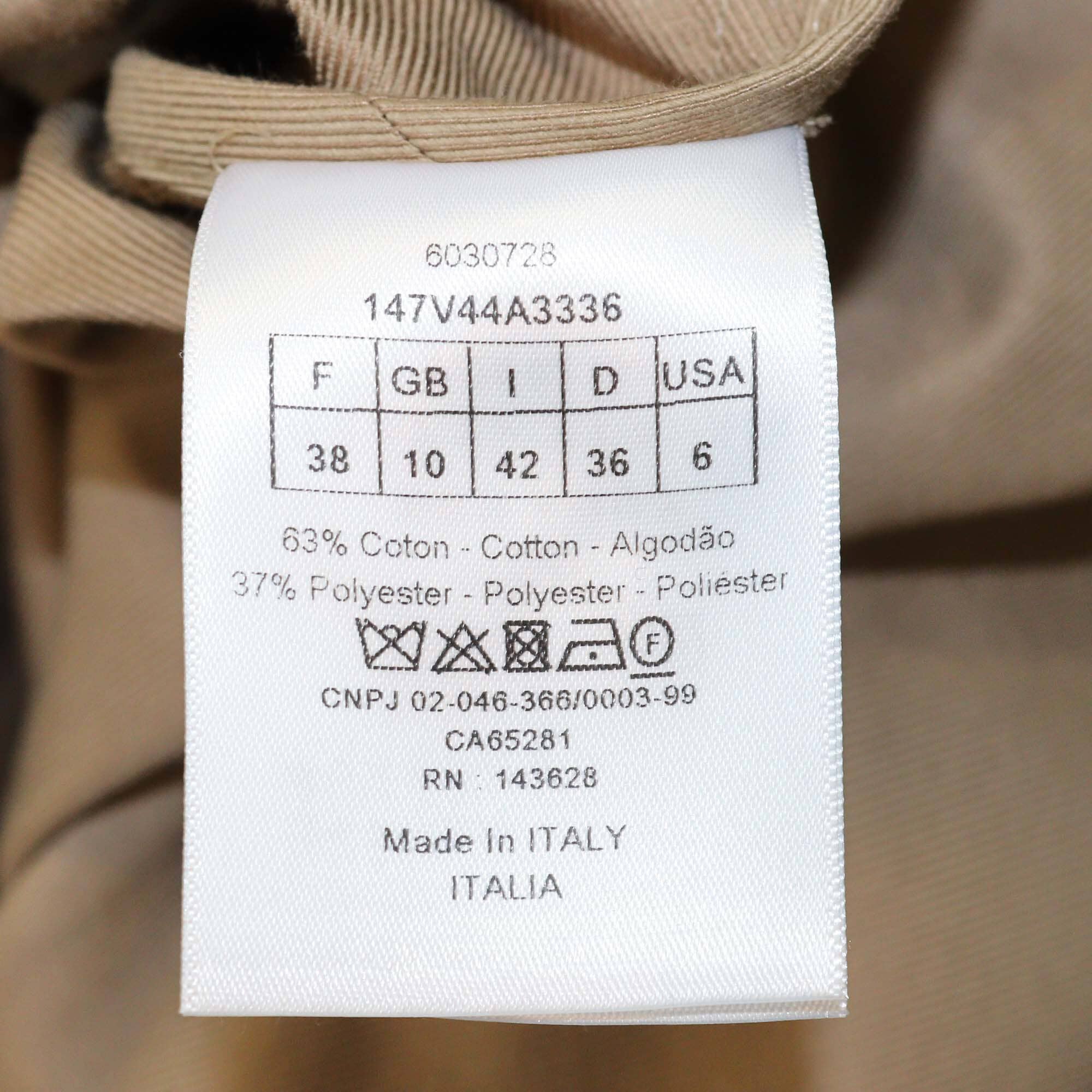 Christian Dior Beige Khaki Cotton Logo Bee Embroidered Shirt Jacket Womens Christian Dior 