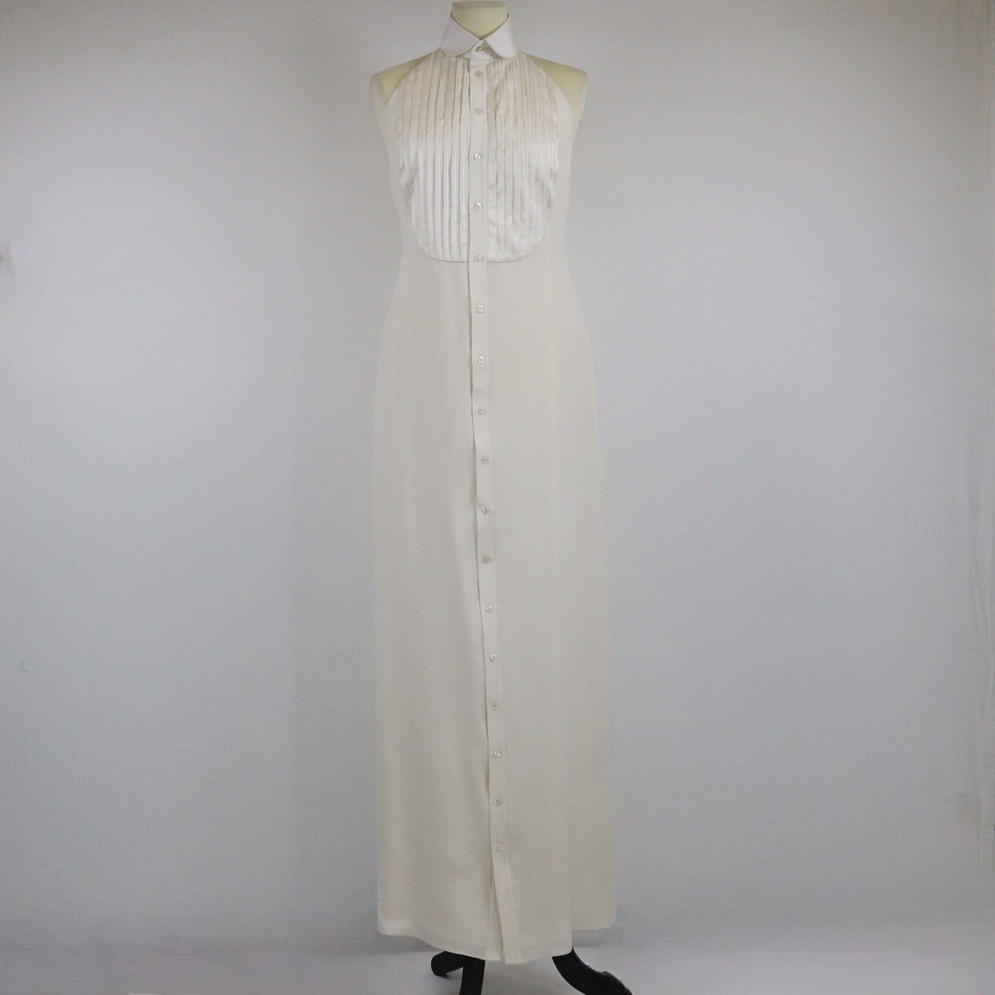 Ralph Lauren Cream Collar Halterneck Long Dress Womens Ralph Lauren 