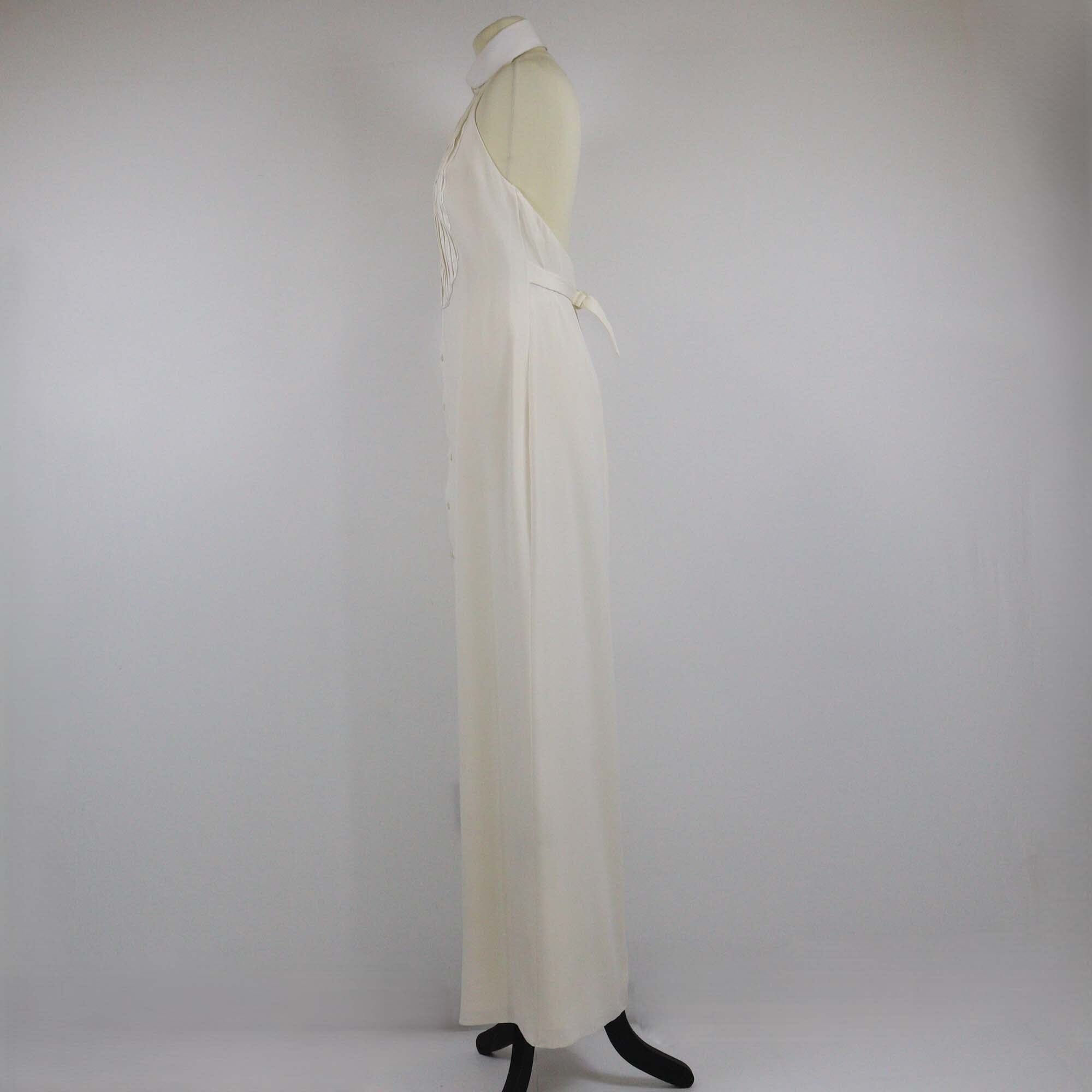 Ralph Lauren Cream Collar Halterneck Long Dress Womens Ralph Lauren 