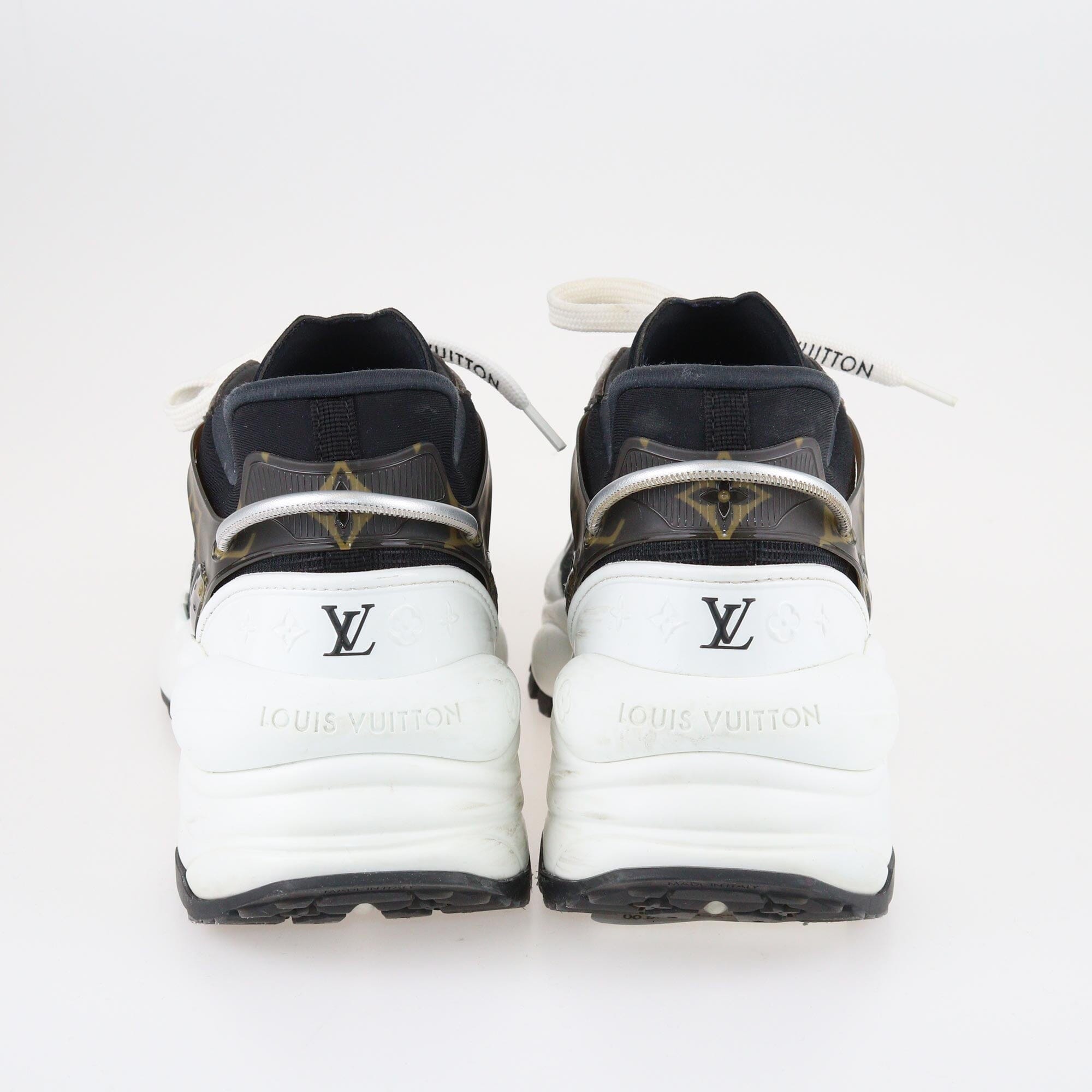 Louis Vuitton Black/White Monogram Run 55 Lace Up Sneakers Shoes Louis Vuitton 