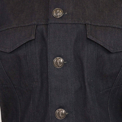 Loro Piana Dark Blue Denim Flower Button Long Sleeve Jacket Womens Loro Piana 