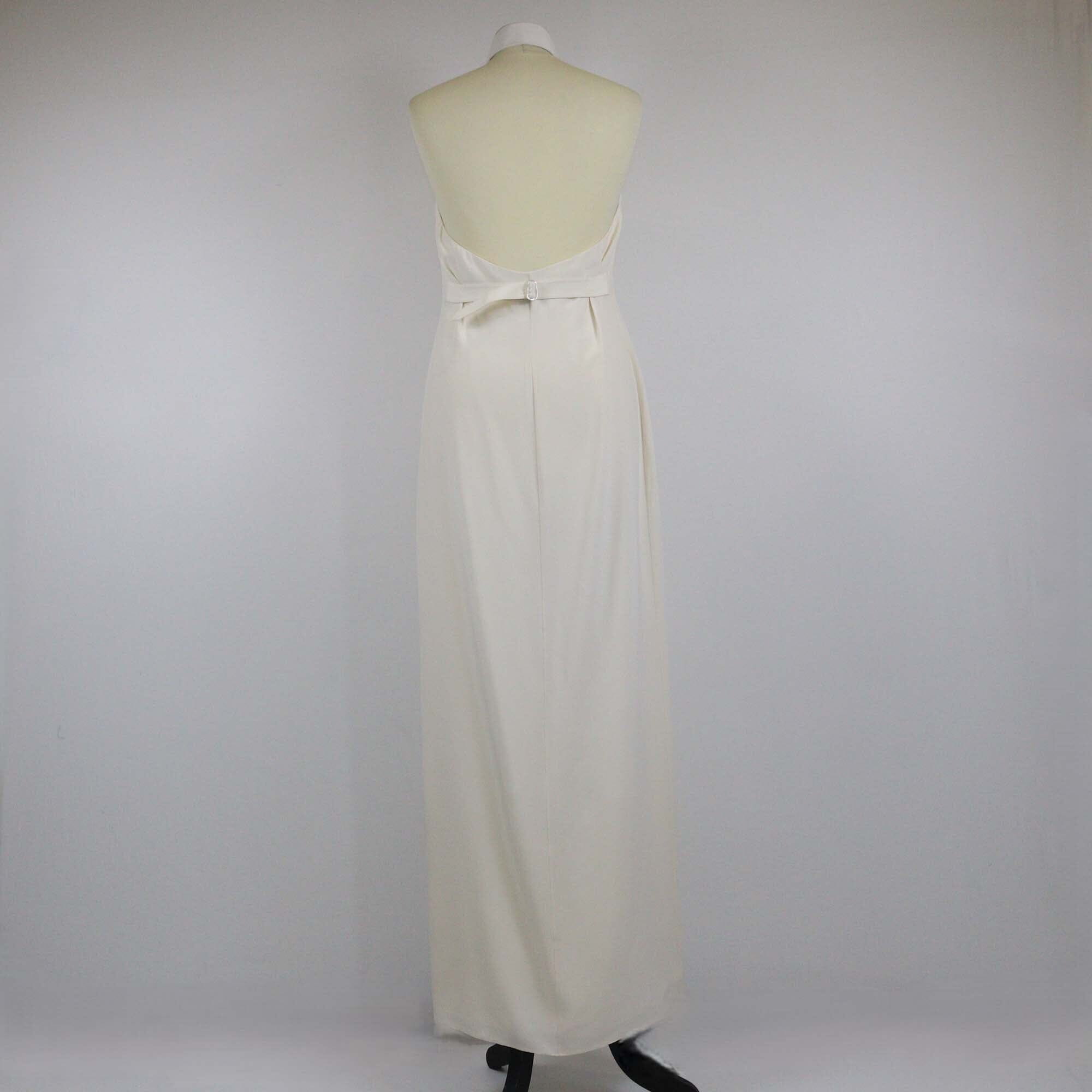 Ralph Lauren Cream Collar Halterneck Long Dress Womens Ralph Lauren 