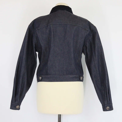 Loro Piana Dark Blue Denim Flower Button Long Sleeve Jacket Womens Loro Piana 