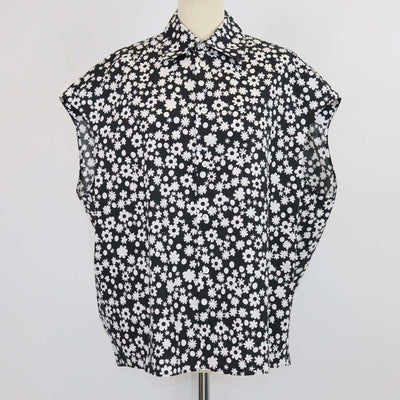 Marni Black/White Cotton Floral Sleeveless Shirt