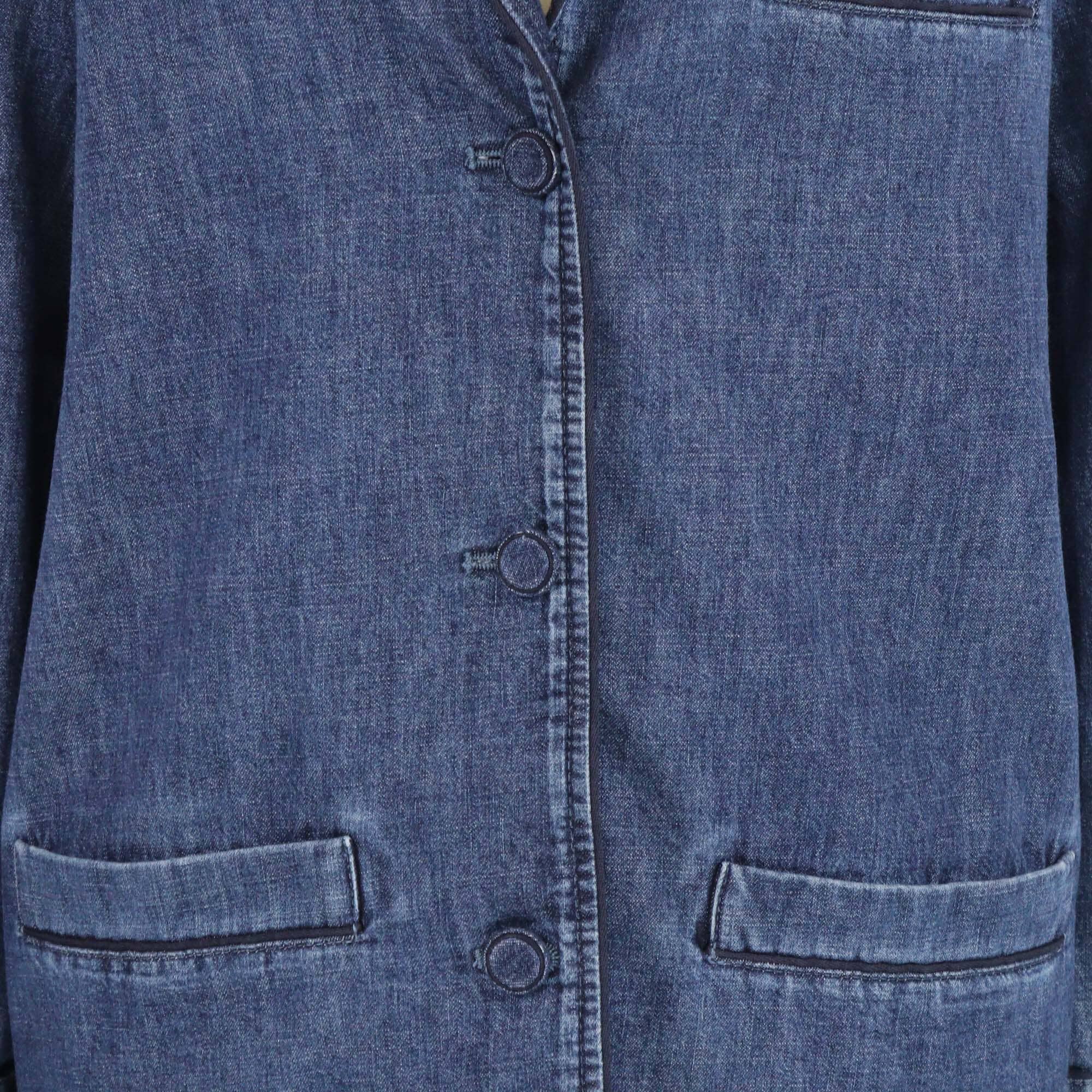 Valentino Blue Ostrich-Feather Cuffs Denim Long Sleeve Shirt Womens Valentino 
