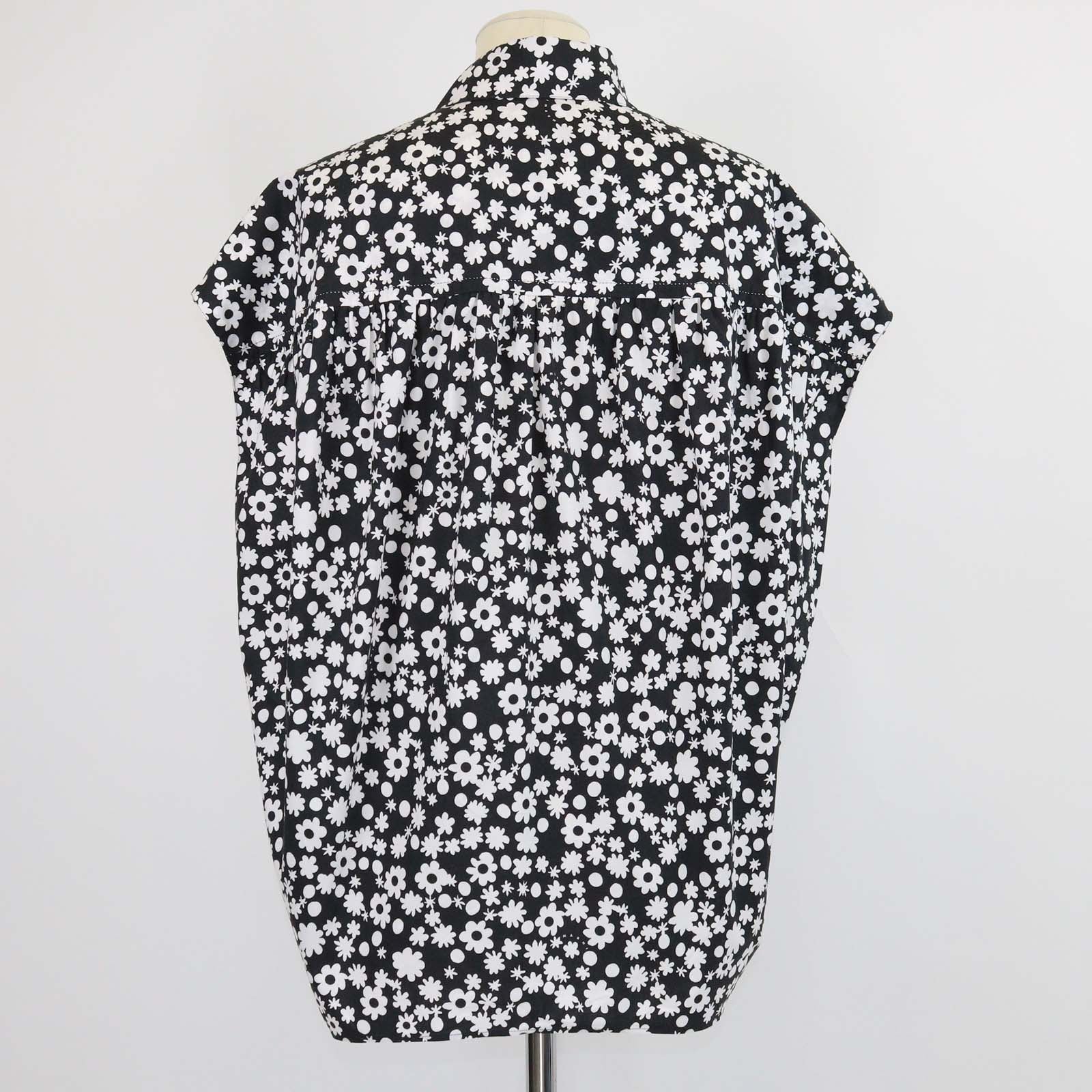 Marni Black/White Cotton Floral Sleeveless Shirt