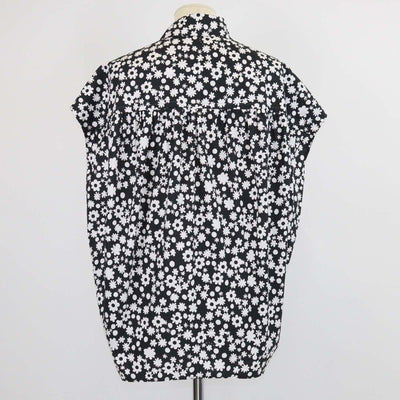 Marni Black/White Cotton Floral Sleeveless Shirt