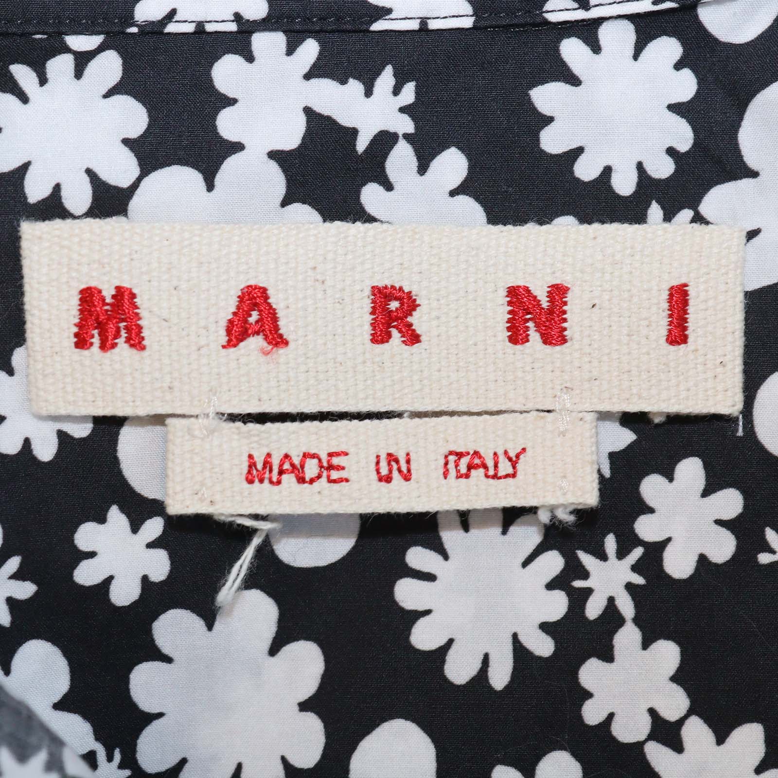 Marni Black/White Cotton Floral Sleeveless Shirt