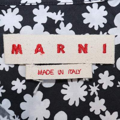 Marni Black/White Cotton Floral Sleeveless Shirt