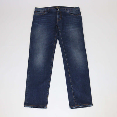 Dolce & Gabbana Dark Blue Washed Denim Classic Stretch Fit Pants