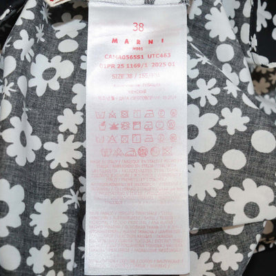 Marni Black/White Cotton Floral Sleeveless Shirt