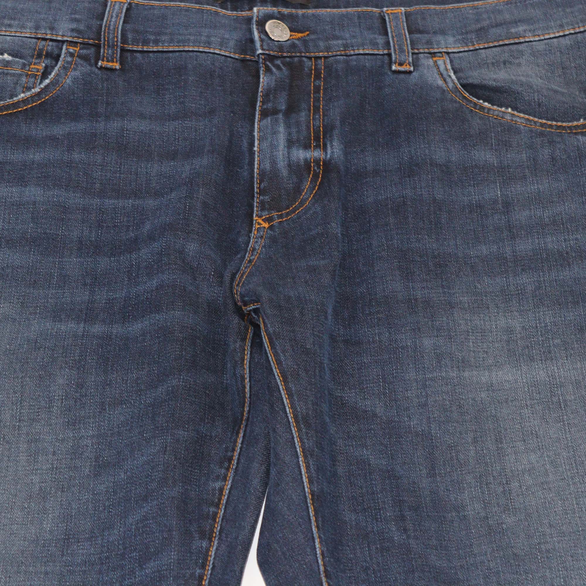 Dolce & Gabbana Dark Blue Washed Denim Classic Stretch Fit Pants