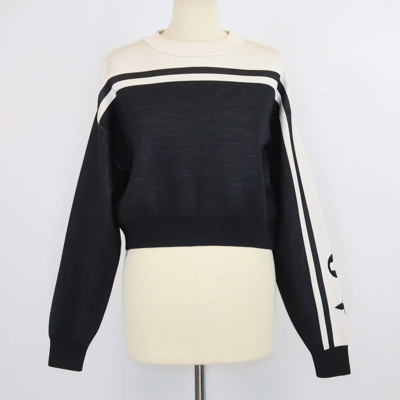 Louis Vuitton Black/White Jersey Knit Logo Detail Crop Sweater