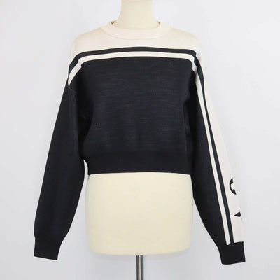 Louis Vuitton Black/White Jersey Knit Logo Detail Crop Sweater