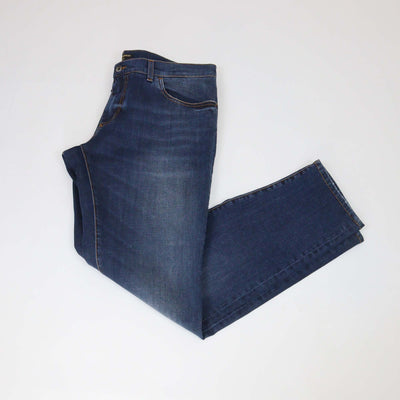 Dolce & Gabbana Dark Blue Washed Denim Classic Stretch Fit Pants