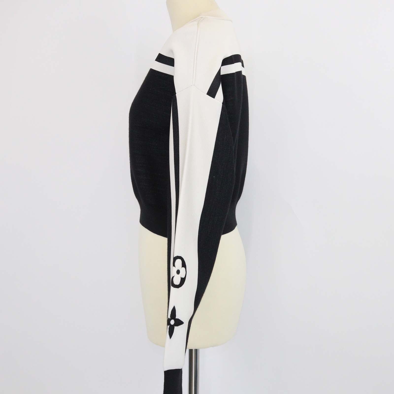 Louis Vuitton Black/White Jersey Knit Logo Detail Crop Sweater