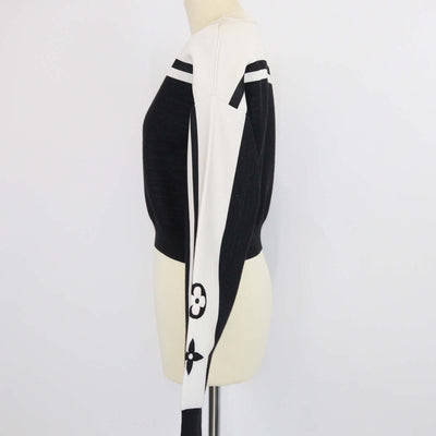 Louis Vuitton Black/White Jersey Knit Logo Detail Crop Sweater
